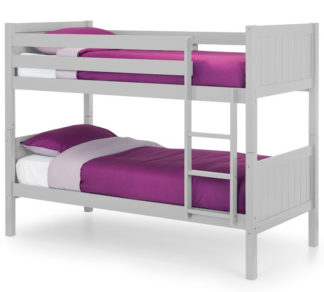 An Image of Bella Dove Grey Wooden Bunk Bed Frame - 3ft Single