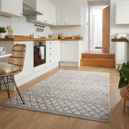 An Image of PractiRug Sadie Washable Patterned Rug Grey