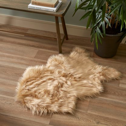 An Image of Faux Sheepskin Pelt Rug Black