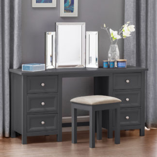 An Image of Maine Anthracite Wooden Dressing Table Stool