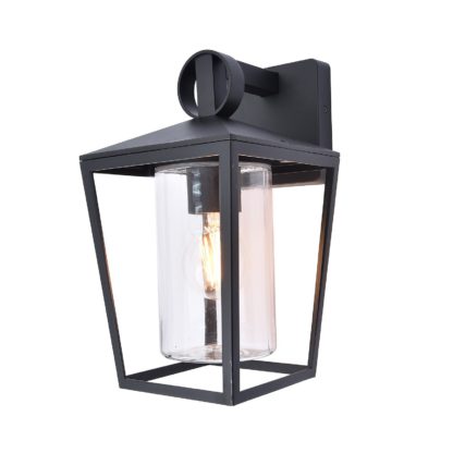 An Image of Lutec West E27 Wall Lantern - Black