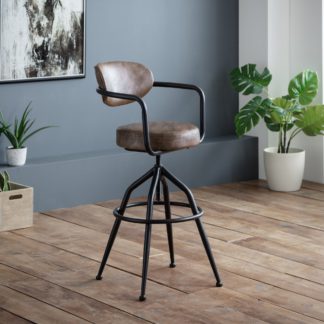 An Image of Barbican Bar Stool Brown Faux Leather Brown