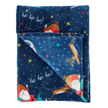 An Image of Catherine Lansfield Santas Christmas Wonderland 130x170cm Throw Navy