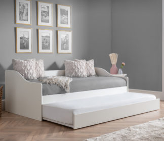 An Image of Elba White Wooden Day Bed with Guest Bed Trundle Frame - 3FT Single