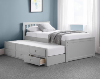 An Image of Maisie Light Grey Wooden Guest Bed Frame - 3FT Single