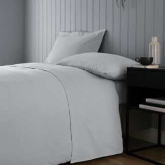 An Image of Simply 100% Brushed Cotton Flat Sheet Silver