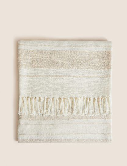 An Image of M&S Pure Cotton Striped Throw