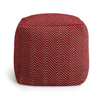 An Image of Kaikoo Durrie Cotton Footstool - Red & White
