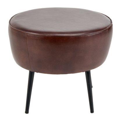 An Image of Pacific Donato Leather Footstool Dark Grey