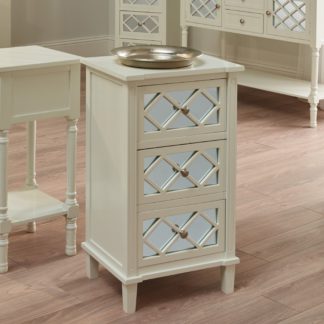 An Image of Pacific Puglia 3 Drawer Bedside Table, Painted Pine White