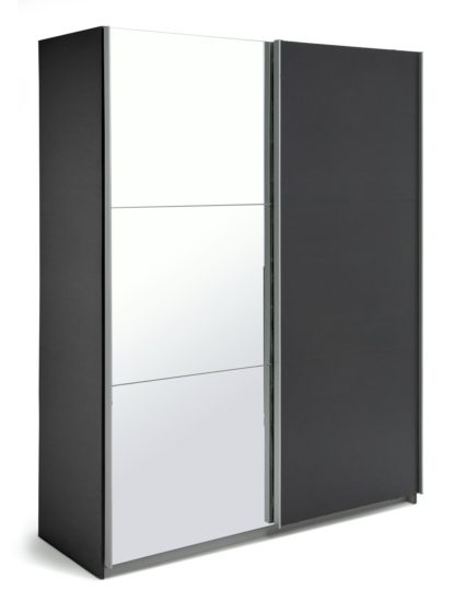 An Image of Habitat Holsted Mirrored Medium Sliding Wardrobe -Anthracite