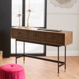 An Image of Pacific Arte 3 Drawer Dressing Table, Dark Acacia Wood Brown