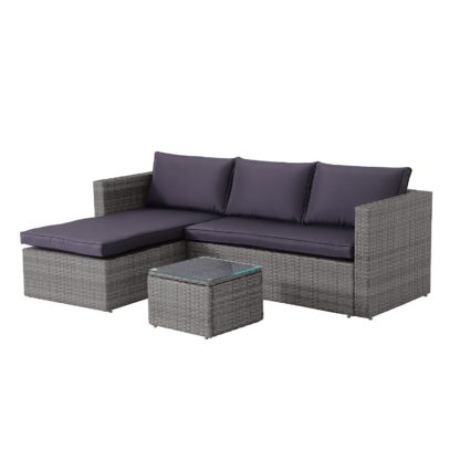 An Image of Alexandria Rattan Effect Garden Corner Sofa Set - Ash Grey