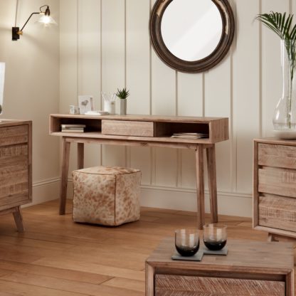 An Image of Pacific Kalmar 1 Drawer Dressing Table, Natural Acacia Natural