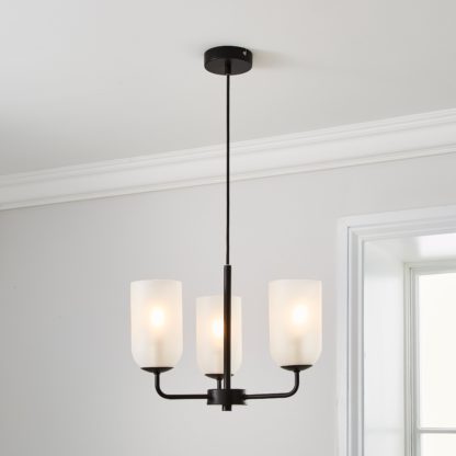 201154a613e4aaaa110d38c4b67a0c25b3694f585ec9176f7438046c65503adc.jpg An Image of Palazzo Frosted 3 Light Chandelier Black