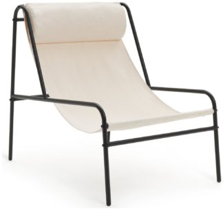 An Image of Habitat Teka Metal Garden Chair - Cream