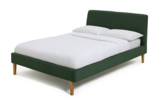 An Image of Habitat Ren Double Fabric Bed Frame - Moss Green