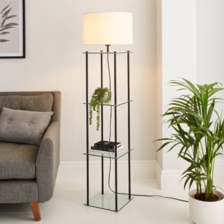 An Image of Wendell Glass Shelved Floor Lamp Black