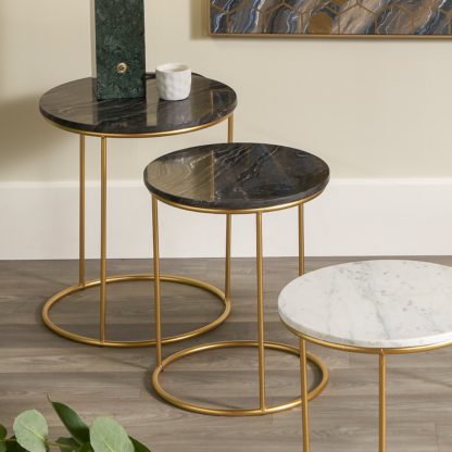 An Image of Pacific Milly Set of 2 Nest of Side Tables, Marble White