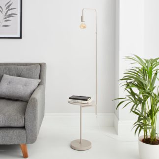 An Image of Aubrey Exposed Bulb Floor Lamp with Table Grey Grey