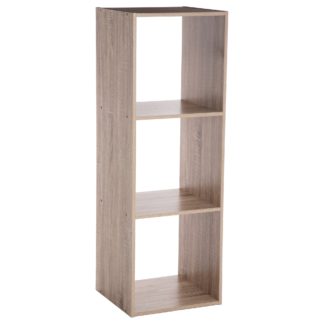 An Image of 3 Divide Wooden Bookcase Natural