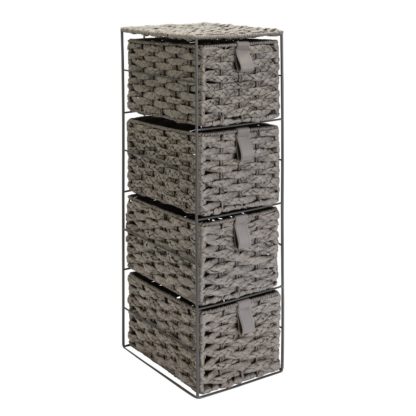 An Image of Argos Home 4 Drawer Woven Slimline Storage Tower - Grey