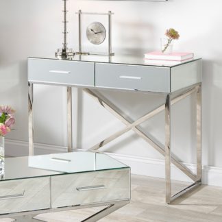 An Image of Pacific Rocco 2 Drawer Dressing Table, Mirrored Silver