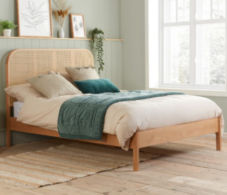 An Image of Margot Rattan Oak Wooden Bed Frame- 4ft6 Double