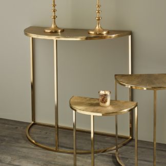An Image of Pacific Ginko Console Table, Gold Aluminium Gold