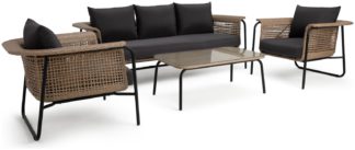 An Image of Argos Home Kona 4 Seater Metal Garden Sofa Set -Natural