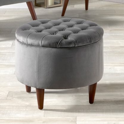 An Image of Pacific Alena Velvet Footstool Alena Tobacco