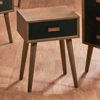 An Image of Pacific Klee 1 Drawer Slim Bedside Table, Pine Black