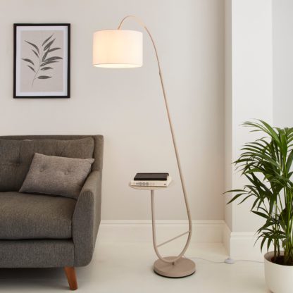 An Image of Huxley Extendable Arc Floor Lamp with Table Black