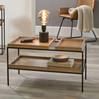An Image of Pacific Gallery Lam Coffee Table, Light Wood Effect Natural