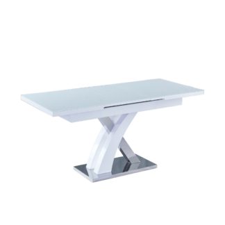An Image of Carey Extendable 6-8 Seater Dining Table White Glass White