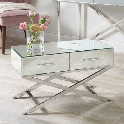 An Image of Pacific Rocco Mirrored Coffee Table, Silver Silver