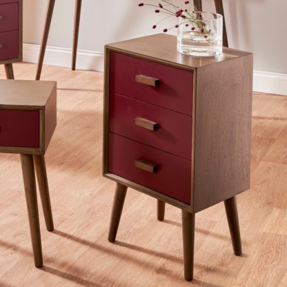 An Image of Pacific Klee 3 Drawer Bedside Table, Pine Black