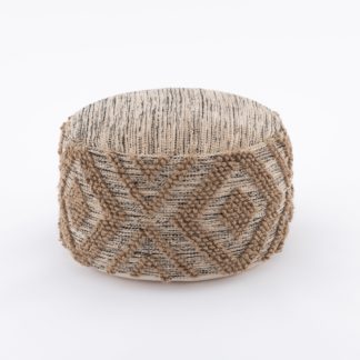 An Image of Aztec Jute Bobble Pouffe Natural