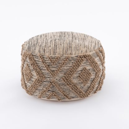 4fc95ae07176263579ea4f443301875a94c97d1a6a9f8bd58881644904730525.jpg An Image of Aztec Jute Bobble Pouffe Natural