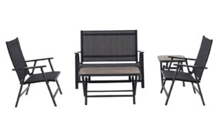 An Image of Better Garden Sycamore Folding 4 Seater Glass Patio Set-Grey
