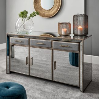 An Image of Pacific Brindisi Velvet Sideboard, Grey Grey