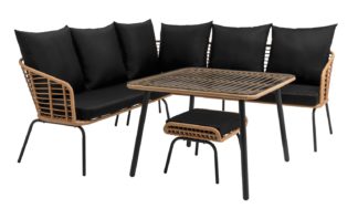 An Image of Habitat 7 Seater Rattan Effect Garden Corner Sofa Set- Black