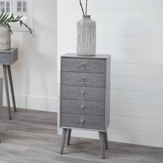 An Image of Pacific Chaya 5 Drawer Chest, Grey Pine Grey