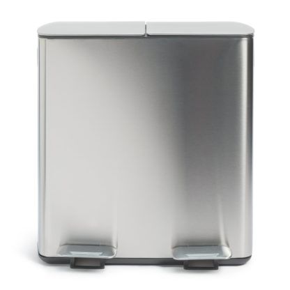 An Image of Habitat 40 Litre Twin Compartment Pedal Bin - Silver