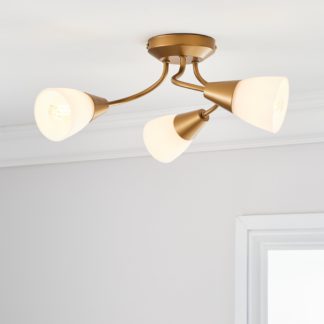 An Image of Ordway Frosted 3 Light Ceiling Fitting Antique Brass