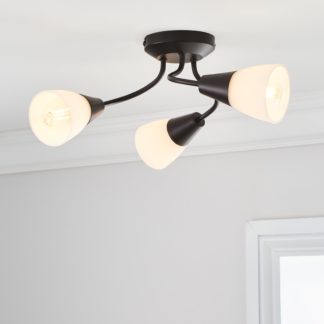 An Image of Ordway Frosted 3 Light Black Ceiling Fitting Black