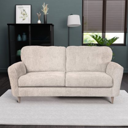 An Image of Sven Chunky Chenille 3 Seater Sofa Mushroom