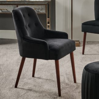 An Image of Pacific Antoinette Velvet Dining Chair, Black Black