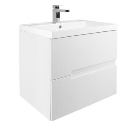 An Image of Bathstore Vermont 600mm Wall Mounted Vanity Unit - Gloss White