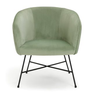 An Image of Habitat Jax Metal Accent Chair - Mint Green